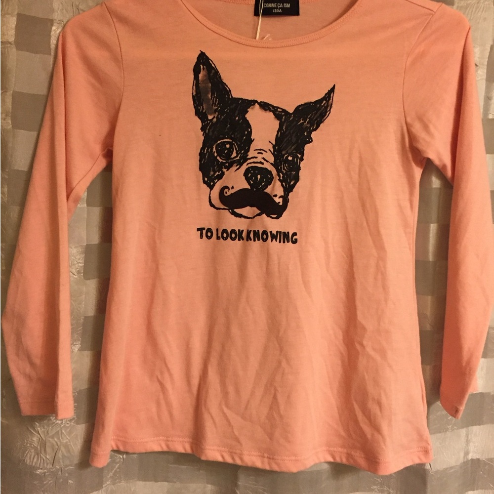Pink Long Sleeve Dog Graphic Tee